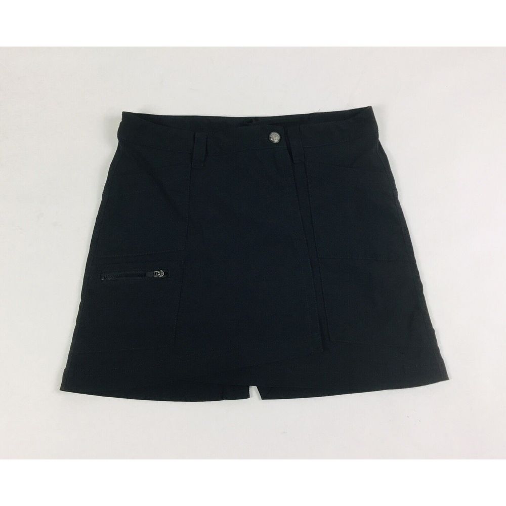 Athleta Skort Shorts Womens Size 2 Black draw string zips Tidal Skirt snaps
